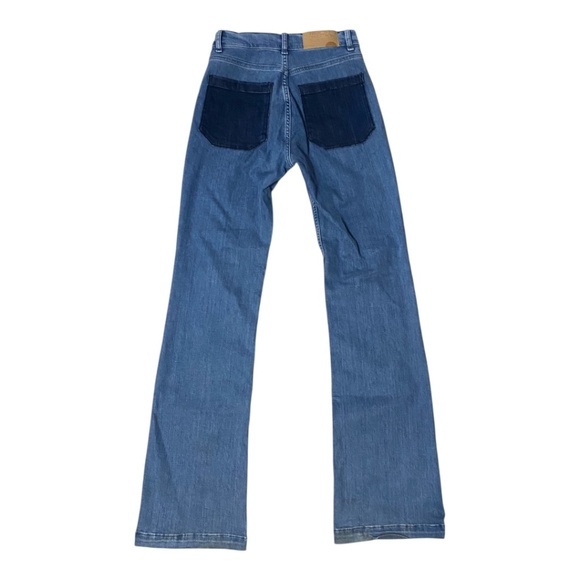 French Connection Rony 70's flare jeans in two tone colour block denim. Sz 6 - Picture 7 of 16